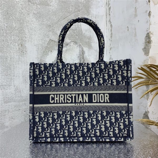 Blue Dior Oblique Embroidered Dior Book Tote - Image 2