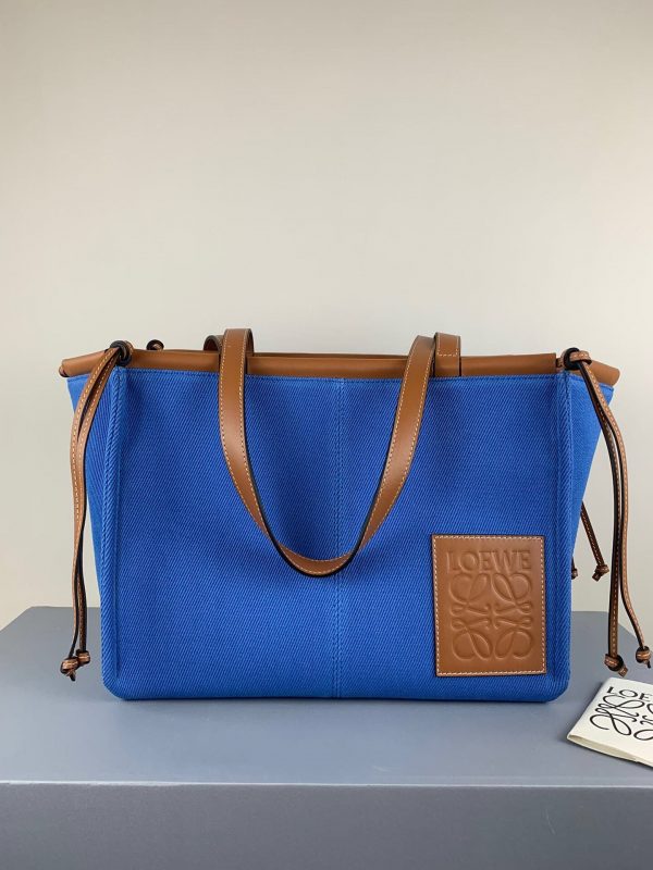 Loewe  Cushion large leather-trimmed canvas tote Orange - Image 6