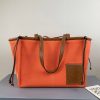 Loewe  Cushion large leather-trimmed canvas tote Orange