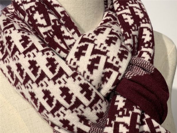 dior cashmere shawl Wine red - Image 5