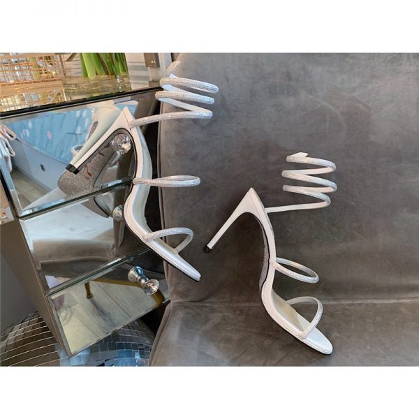 Rene Caovilla Satin Snake-coil heels Sandals - Image 9