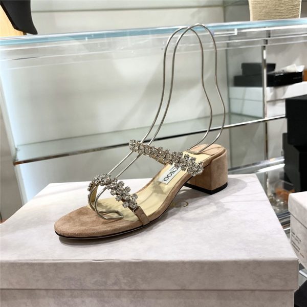 Jimmy Choo Rhinestone Low Heel Sandals - Image 8