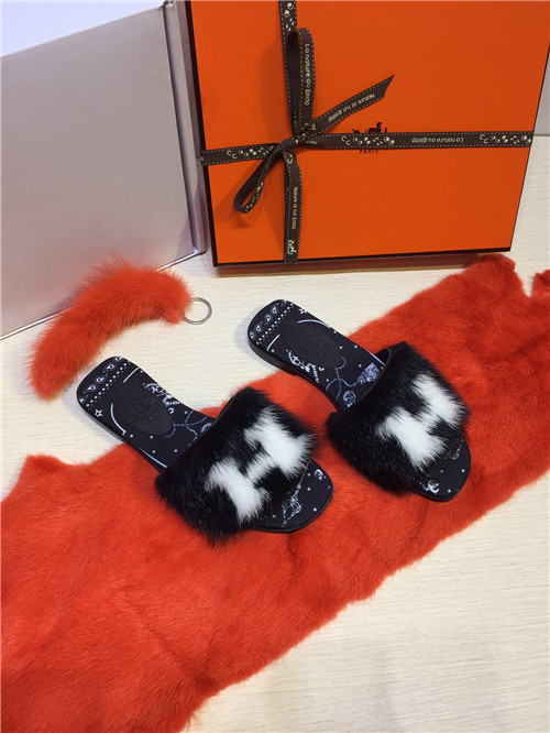 hermes mink slippers replica shoes