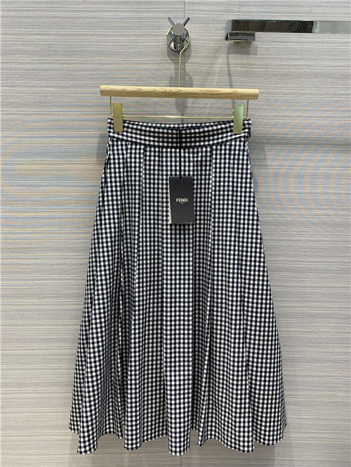fendi check pleated skirt