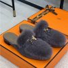 hermes mink loafers slippers
