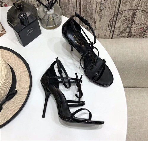 ysl logo high heel sandals