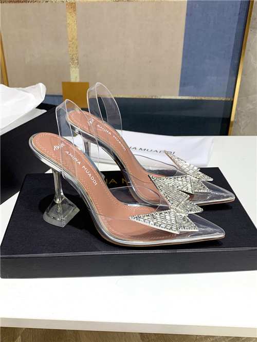 amina muaddi clear crystal shoes