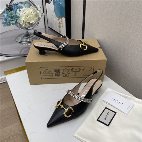 gucci horsebit chain low heel sandals