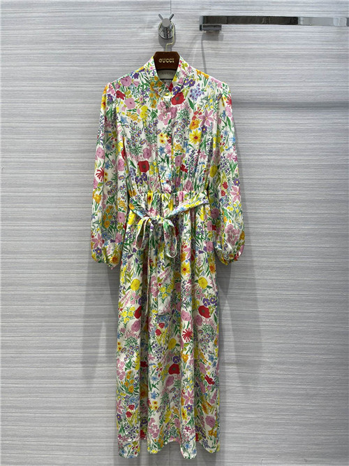 gucci flower silk dress