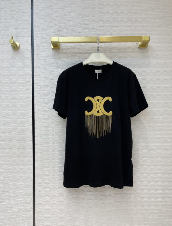 celine logo embroidered t shirt