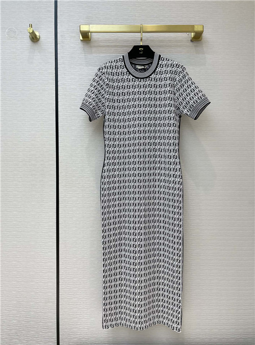 fendi ff long sleeve knitted dress
