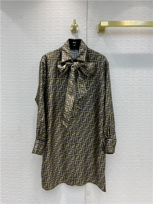 fendi printed silk shirt dress
