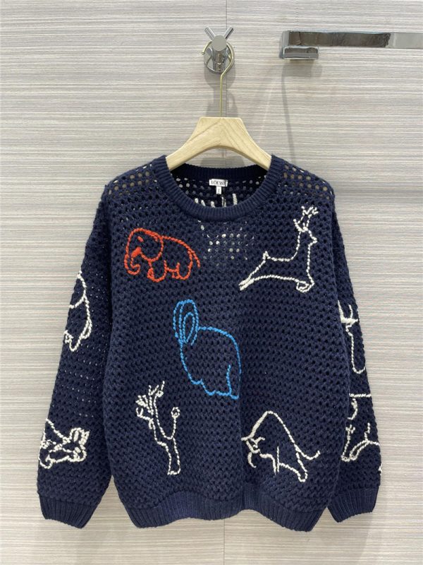 loewe cartoon pattern cashmere sweater