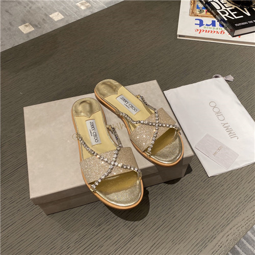 jimmy choo rhinestone flat slippers