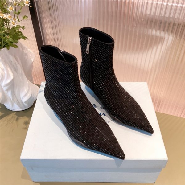 prada rhinestone high-heeled boots