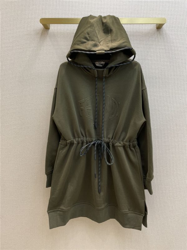 fendi logo letters hooded sweatshirt dress