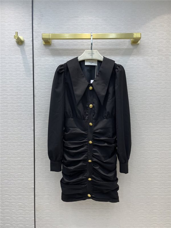 celine black pleated dress